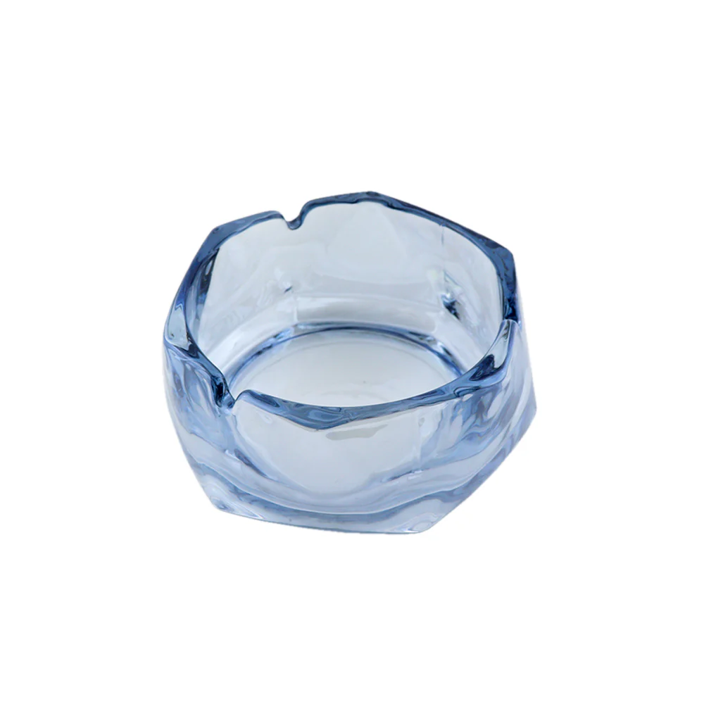 Cenicero de Cristal Tornasol Azul Hexagonal - Image 3