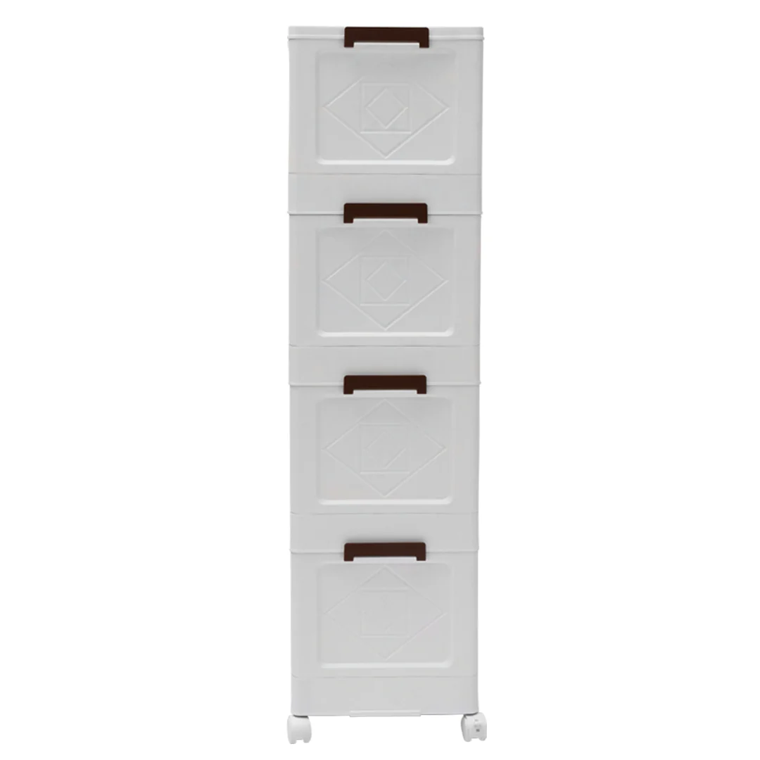 Armario de 4 Niveles con Puertas y Ruedas - Color Blanco - Image 3