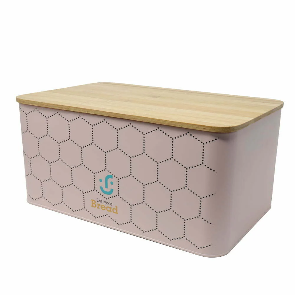 Contenedor Metálico Rectangular con Tapa de Bambú - Panera - Image 3