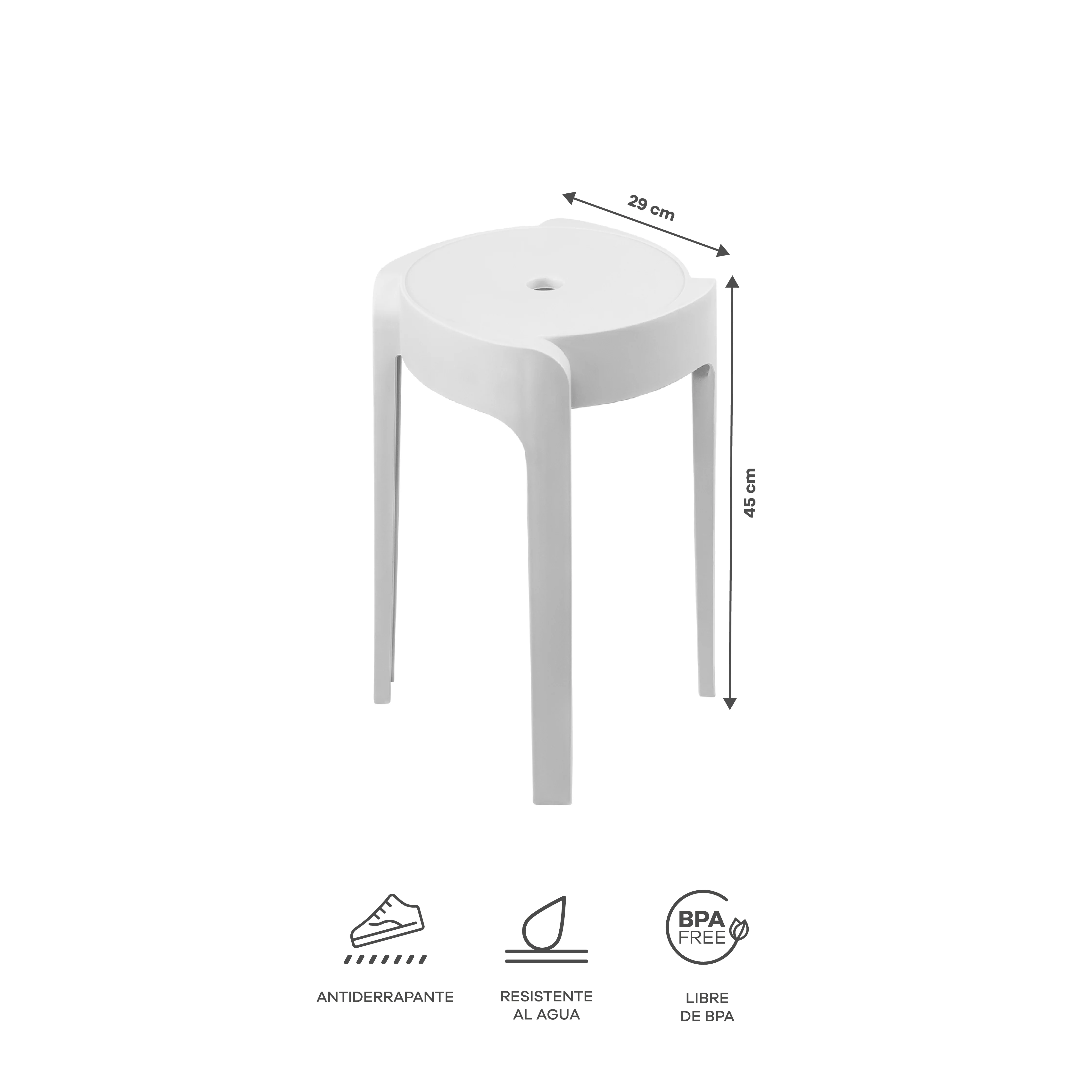 Set de 4 Bancos de Plástico Apilables – Color Blanco - Image 6